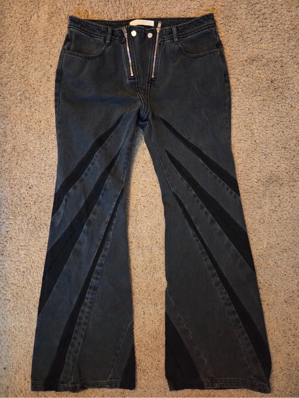 Dion Lee Women's Black Flared Low Rise Jeans 32 waist